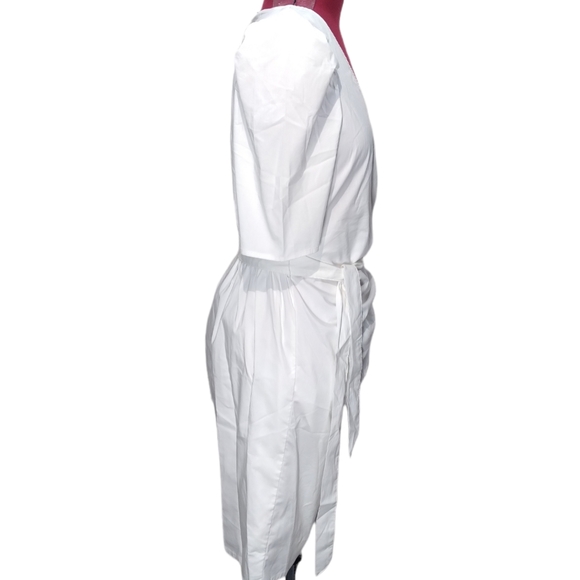 NY & Co. New Puff Sleeve White Poplin Wrap Dress Small - Picture 5 of 12